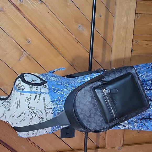 Coach West Pack Signature Canvas Charcoal Black Crossbody Sling Bag C1634